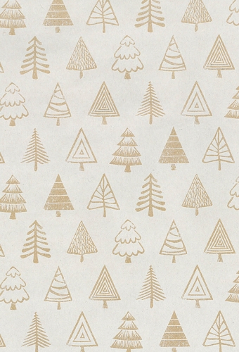 Kerstpapier Bruin Kraft Winter Tree Sketches  50cm x 100meter