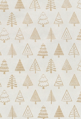 Kerstpapier Bruin Kraft Winter Tree Sketches  50cm x 100meter