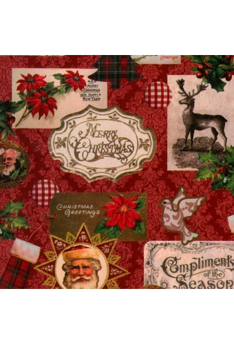 Kerstpapier Trendy Vintage Christmas Charm  50cm x 100meter