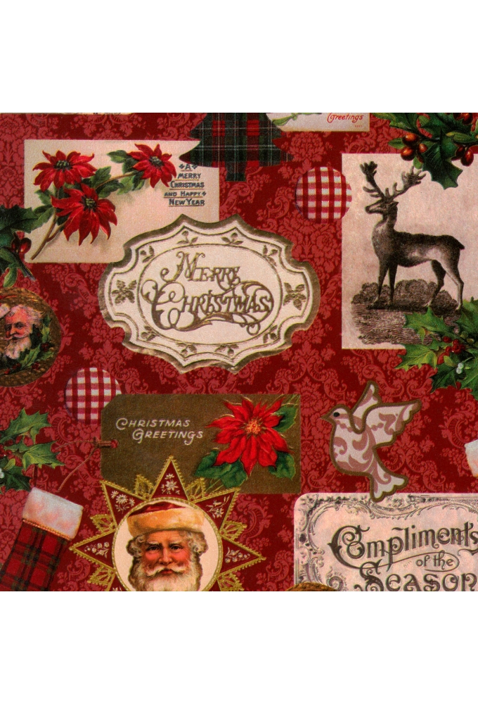 Kerstpapier Trendy Vintage Christmas Charm  50cm x 100meter