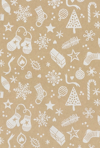 Kerstpapier Trendy Evergreen Doodle Forest  50cm x 100meter