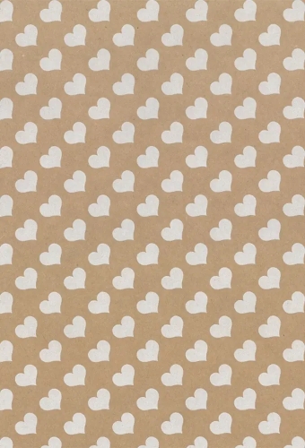 Geschenkpapier Brown Kraft Hearts White 50cm x 200meter