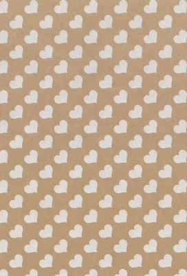 Geschenkpapier Brown Kraft Hearts White 50cm x 200meter