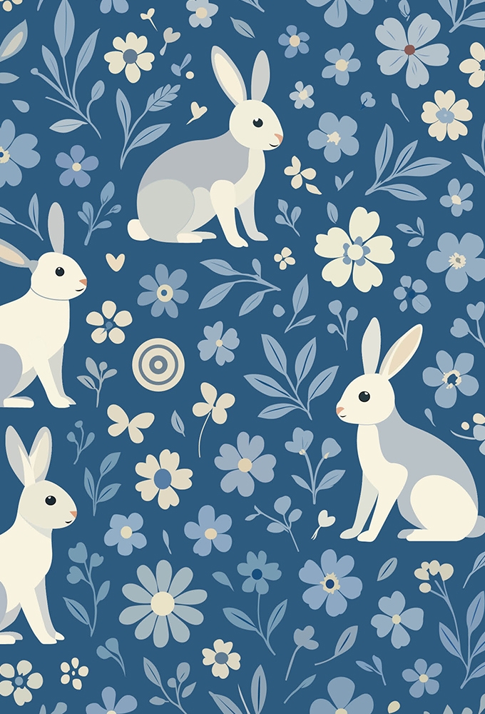 Geschenkpapier Wit Kraft Bunny Meadow 50cm x 200meter
