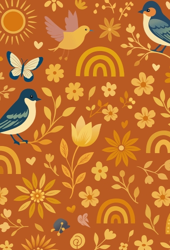 Geschenkpapier Coated Boho Birds 50cm x 200meter