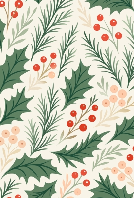 Kerstpapier Coated Winter Botanics 30cm x 100meter