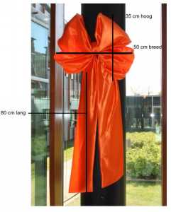 Decoratie Strik Oranje 50x35+80cm Lint 18cm extra 50cm Lint