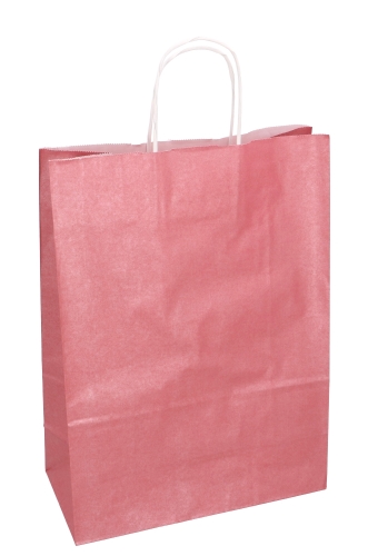Papieren Draagtas Kassel Met Handvat Oud Roze Metallic 26x12x35cm 50stuks