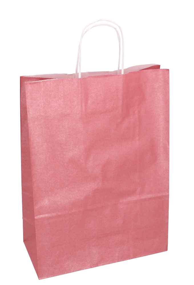Papieren Draagtas Kassel Met Handvat Oud Roze Metallic 26x12x35cm 50stuks