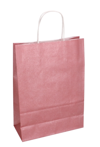 Papieren Draagtas Kassel Met Handvat Oud Roze Metallic A4 22x10x31cm 50st