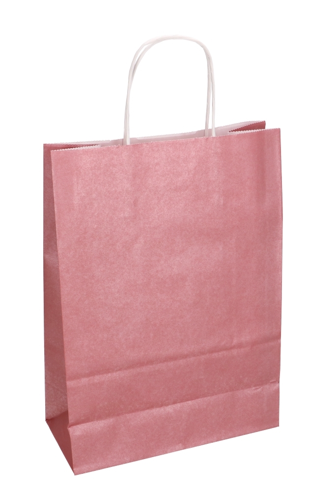 Papieren Draagtas Kassel Met Handvat Oud Roze Metallic A4 22x10x31cm 50st