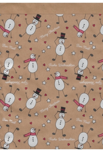 Kerstzakjes Kraft Snowmen 12x19cm 200stuks