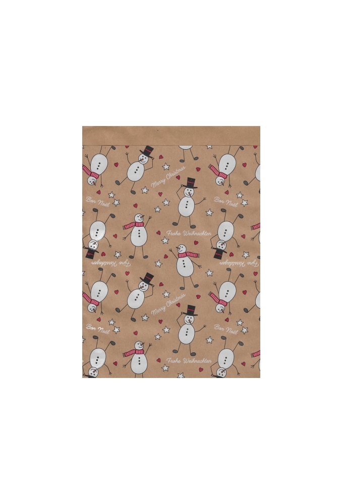Kerstzakjes Kraft Snowmen 12x19cm 200stuks