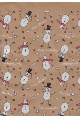 Kerstzakjes Kraft Snowmen 17x25cm 200stuks