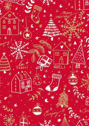 Kerstpapier Bruin holidays rood kraft 40cm x 250meter