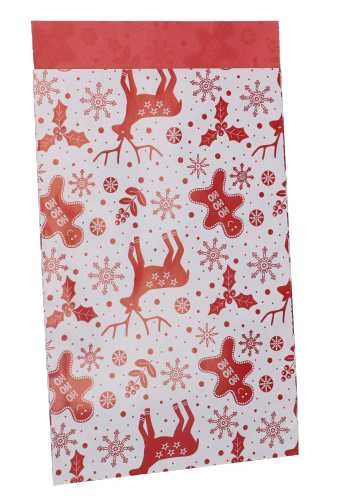 Kerstzakjes Rendier Rood Dubbelzijdig 17x25cm 200 stuks OP IS OP