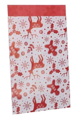 Kerstzakjes Rendier Rood Dubbelzijdig 17x25cm 200 stuks OP IS OP