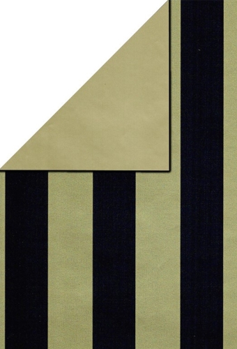 Kadopapier Coated Gold & Navy Stripe Gloss 50cm x 175meter
