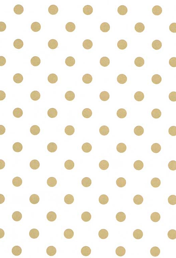Kadopapier Coated Golden Dots Gold White 50cm x 200meter