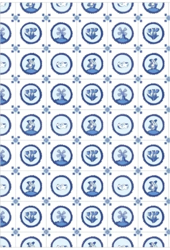 Geschenkpapier Kraft Wit Delfts Blauw 80gr 50cm x 150meter