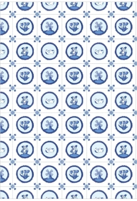 Geschenkpapier Kraft Wit Delfts Blauw 80gr 50cm x 150meter