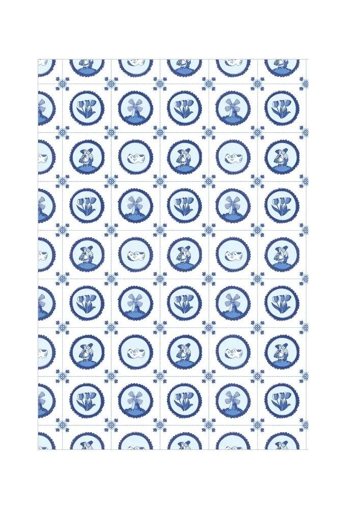 Geschenkpapier Kraft Wit Delfts Blauw 80gr 50cm x 150meter