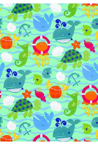 Geschenkpapier Artline Mat Glad Seaworld 90gr 70cm x 200meter