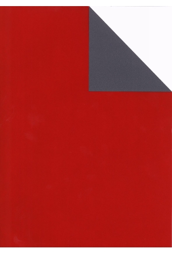 Kadopapier Dubbelzijdig Uni Forte Glossy Rood & Grijs 80gr 50cm x 200m