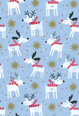 Kerstpapier Artline Mat Glad Reni lichtBlauw 90gr 50cm x 200meter