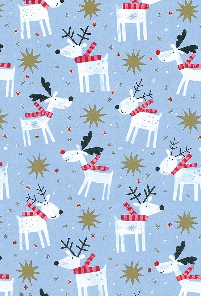 Kerstpapier Artline Mat Glad Reni lichtBlauw 90gr 50cm x 200meter