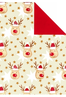 Kerstpapier Dubbelzijdig Artline Mat Glad Vasa Rood 50cm x 200meter