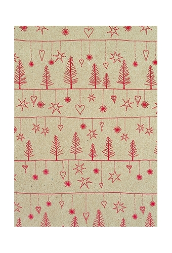 Kerstpapier Eco Recycling Bruin Avvento Rood 70gr 50cm x 200meter