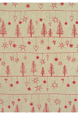 Kerstpapier Eco Recycling Bruin Avvento Rood 70gr 50cm x 200meter