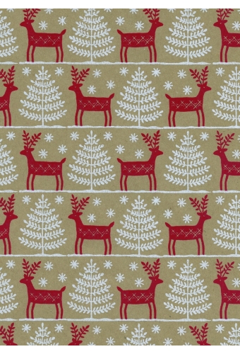 Kerstpapier Eco Recycling Bruin Bruneck Rood 70gr 50cm x 200meter