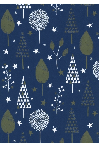 Kerstpapier Eco Recycling Wit Albero donkerBlauw 90gr 50cm x 200m