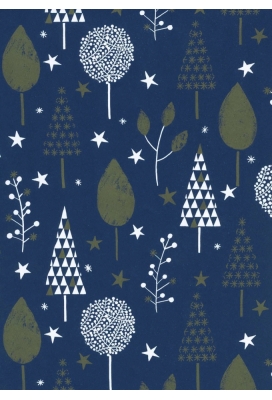Kerstpapier Eco Recycling Wit Albero donkerBlauw 90gr 50cm x 200m