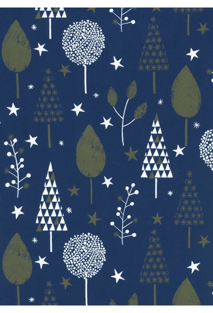 Kerstpapier Eco Recycling Wit Albero donkerBlauw 90gr 50cm x 200m