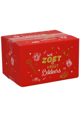 Sintdozen Sinterklaas Wie Zoet is Krijgt Lekkers Rood 20x15x12cm 15stuks