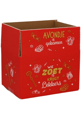 Sintdozen Sinterklaas Wie Zoet is Krijgt Lekkers Rood 20x15x12cm 15stuks
