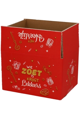 Sintdozen Sinterklaas Wie Zoet is Krijgt Lekkers Rood 20x15x12cm 15stuks