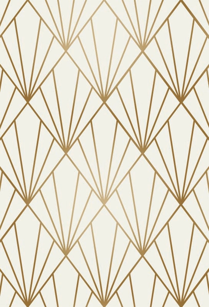 Geschenkpapier Metallised Creme gold art deco 70cm x 100meter