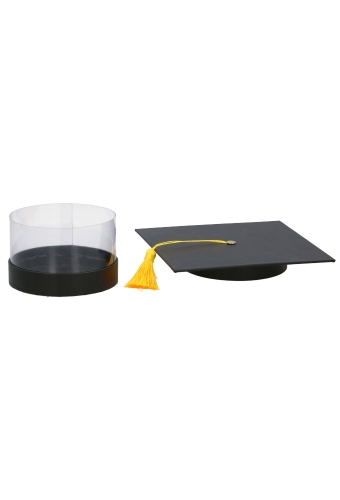 Kadokoker Transparant Afstudeerhoedje Geslaagd & Gele Kwast 12cm 1stuks