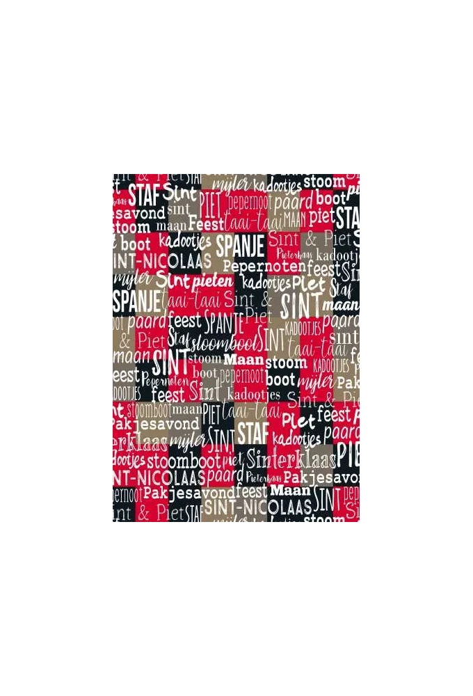 Sintpapier Trendy Handlettering Rood Zwart Goud 70cm x 125meter