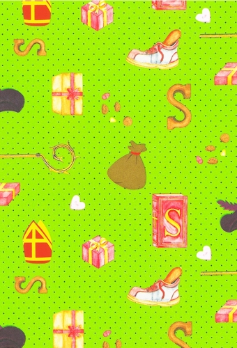 Sintpapier Trendy 70grs Sint Surprise Limegroen 70cm  x  100meter