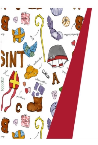 Sintpapier Dubbelzijdig Sinterklaas On The Move Rood 70cm x 200meter