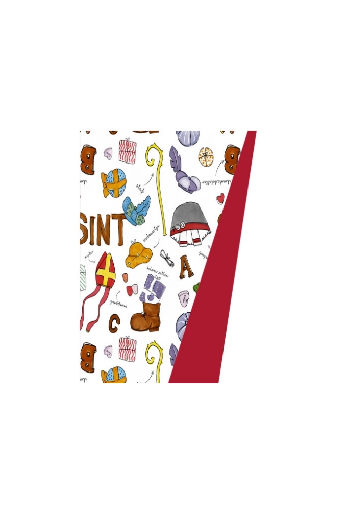 Sintpapier Dubbelzijdig Sinterklaas On The Move Rood 70cm x 200meter