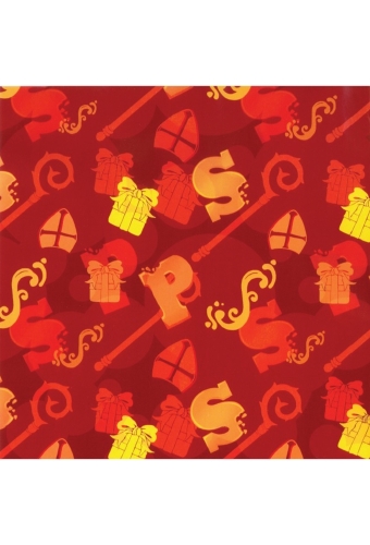 Sintpapier Trendy 70grs Speculaas & Strooigoed Rood 70cm  x  100meter