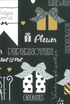 Sintpapier Trendy 70grs Chocoladeletters Zwart 70cm  x  100meter