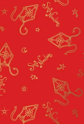 Sintpapier Trendy 70grs Sint Silhouetten Rood 70cm  x  100meter