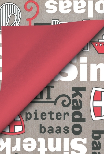Sintpapier Dubbelzijdig 70grs Sint Woordenmix Grijs 70cm  x  100meter